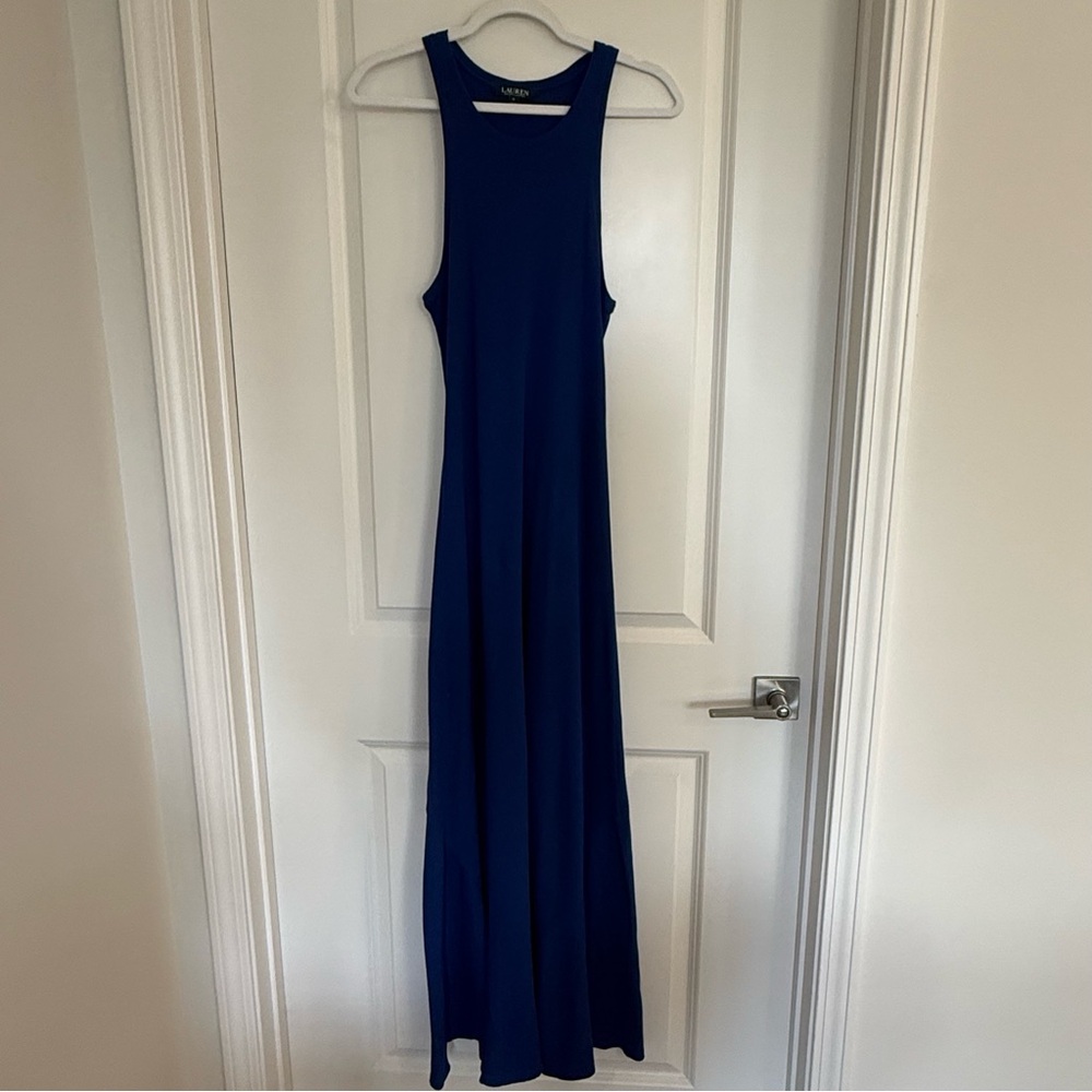 Ralph Lauren Navy Racerback Waffleknit Maxi Dress